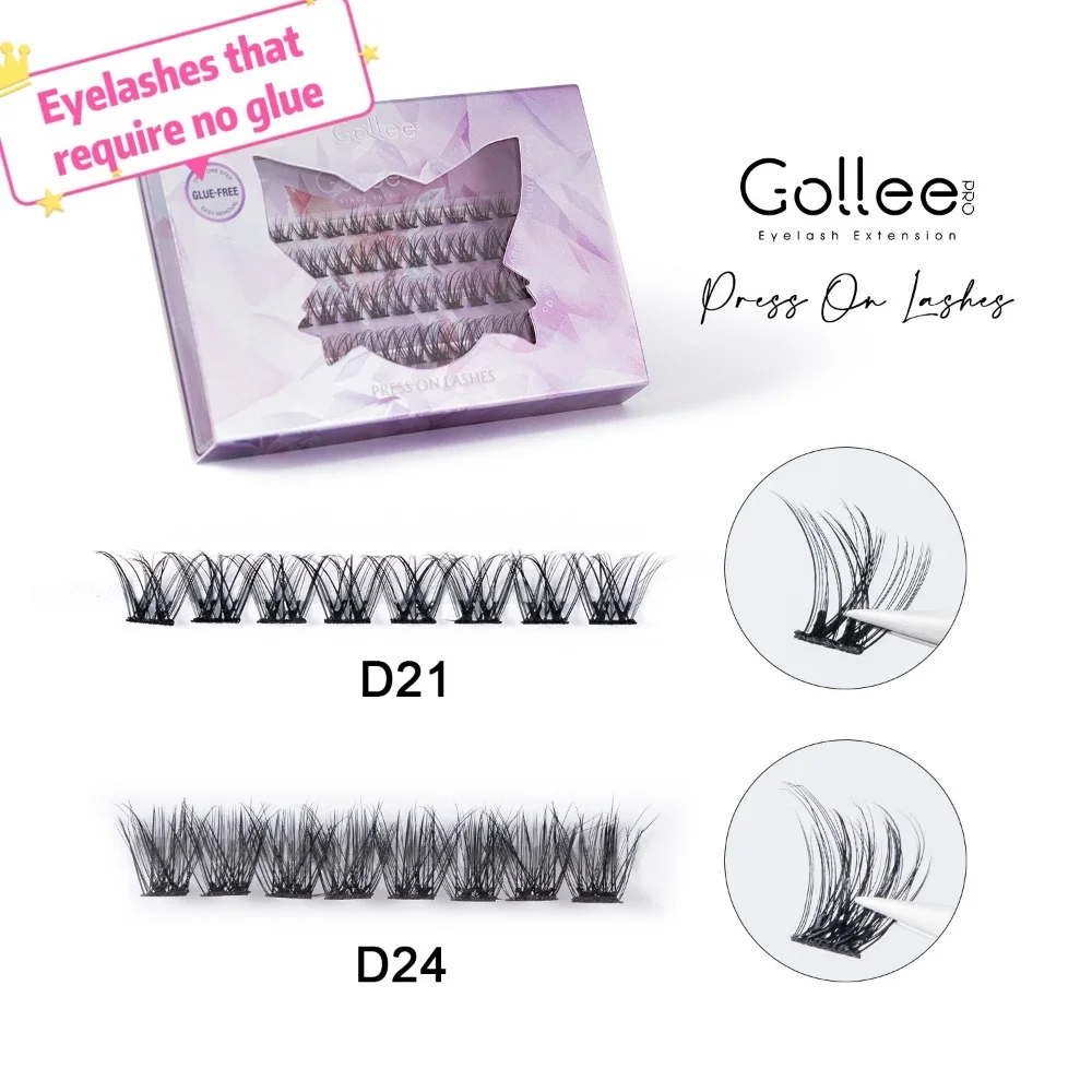 GOLLEE-Faux-cils auto-adhésif avec colle W, recourbement optique, haute qualité, bande dessinée, bricolage, sans colle, extension, outil d'agrandissement des yeux