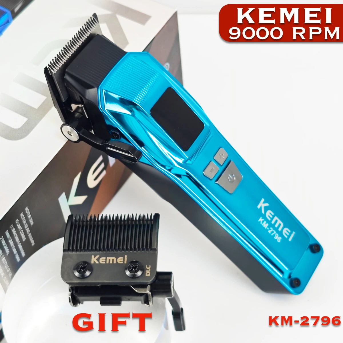 KEMEI KM2796 9000RPM dual blade electric hair clipper Professional Trimmer Adjustable Brushless Motor Haircut Machine For Man