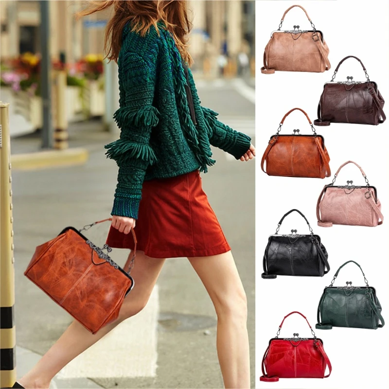 

Vintage Clip Hand Bag for Women Pu Soft Leather Shoulder Bag Fashion Commuter Evening Wallet Shopping Crossbody Bag