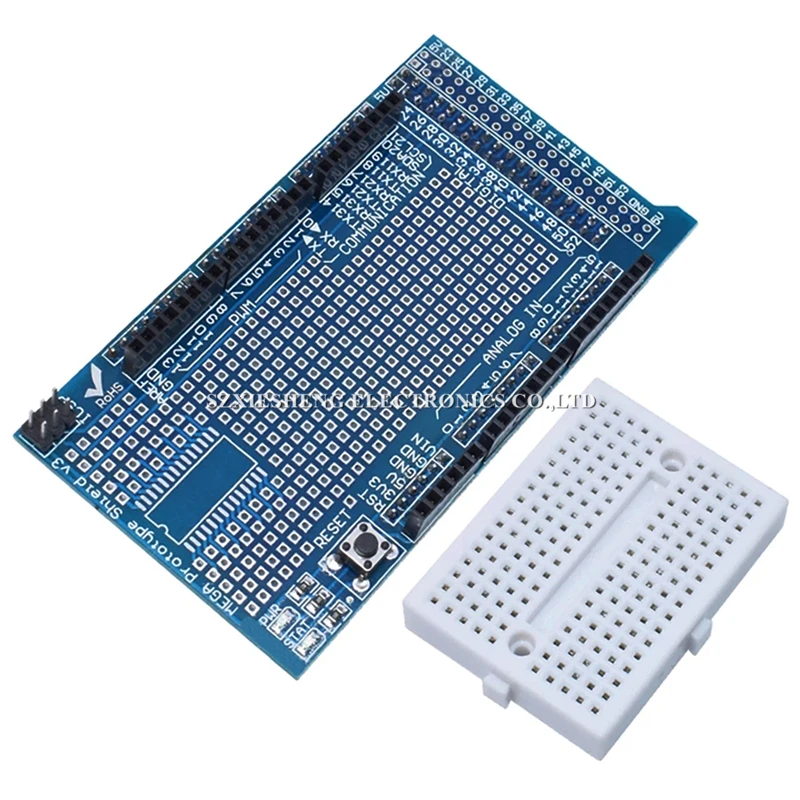 MEGA 2560 R3 Proto Prototype Shield V3.0 Expansion Development Board + Mini PCB Breadboard 170 Tie-Points For Arduino DIY