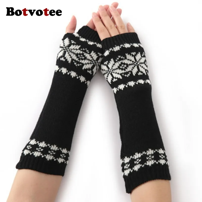 

Botvotee рукава для женщин Y2k аксессуары Бесплатная доставка нарукавники корейские модные зимние вязаные перчатки без пальцев с половиной пальца