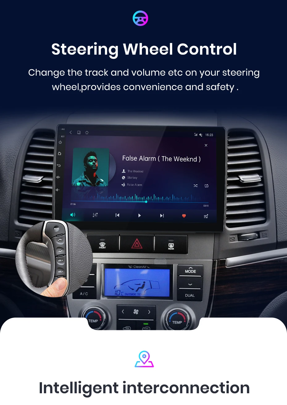 Junsun carplay android auto autoradio für hyundai santa fe 2 2007 2006-2015 gps intelligente systeme stereo multimedia autoradio – Detail 13