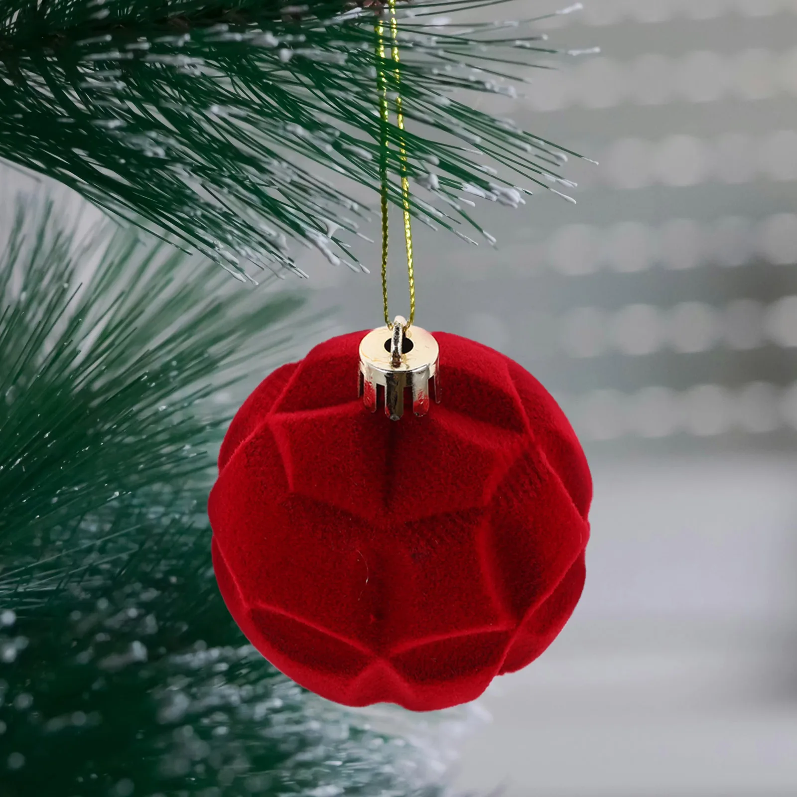 

12pcs Christmas Tree Balls 6Cm Flocked Ornaments Soft Touch Holiday Decor Xmas Pendant Mini Tree Decorations Party Supplies