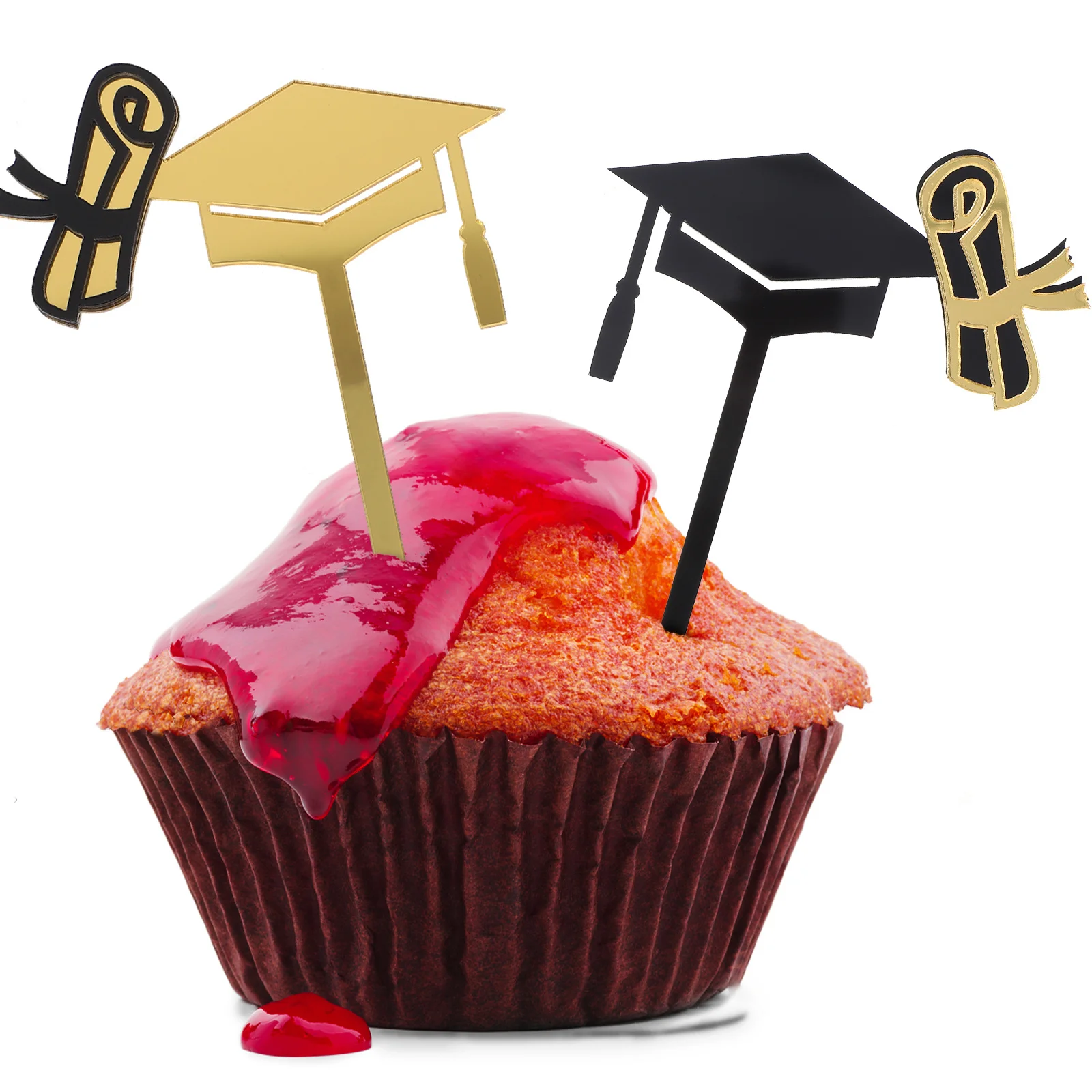

10Pcs Acrylic Graduation Cake Toppers Creative Doctor Hat Style Party Cupcake Picks for Cake Decoration Graduation Party Favors