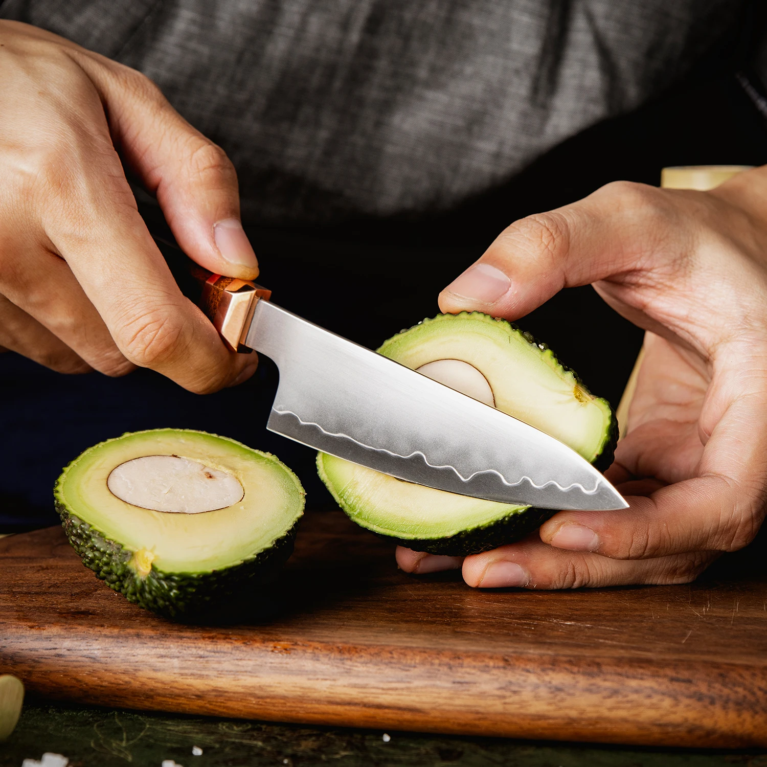 Grandsharp 4.5''Paring Knife 3-Layer Composite Steel ZDP-189 Steel Core Hardness 65-67 Hrc with Africa Mkuruti Wood Handle
