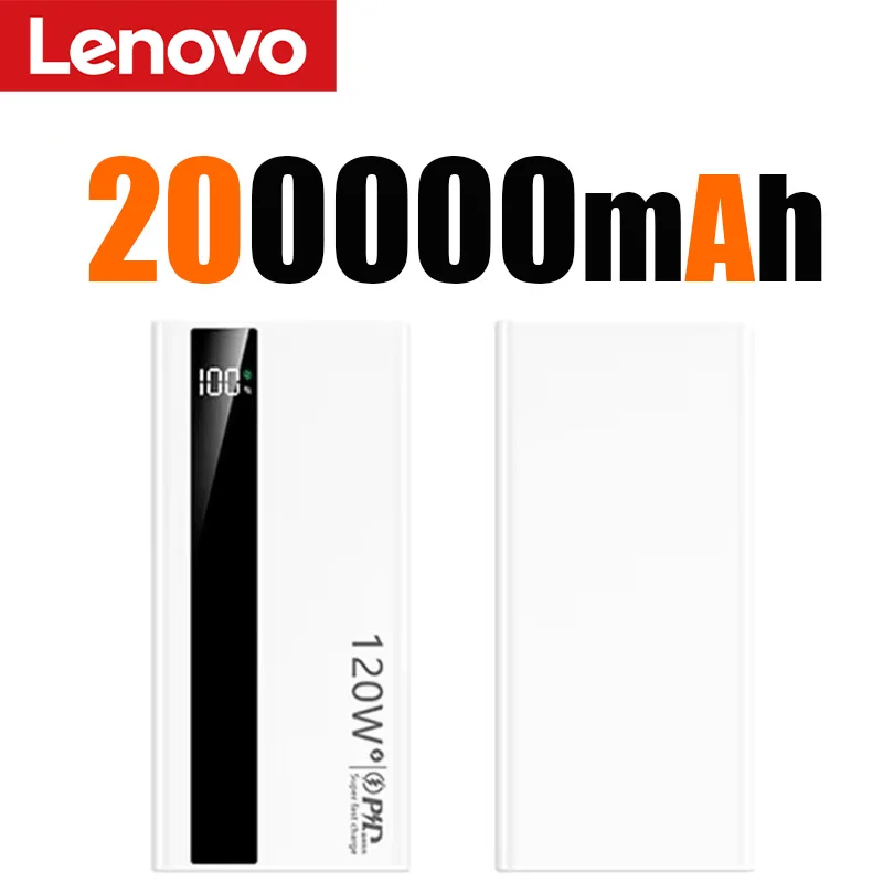 Lenovo 120W 500000mAh Power Bank Hoge capaciteit Supersnel opladen Draagbare externe batterij PowerBank voor iPhone Samsung 2026 Nieuw
