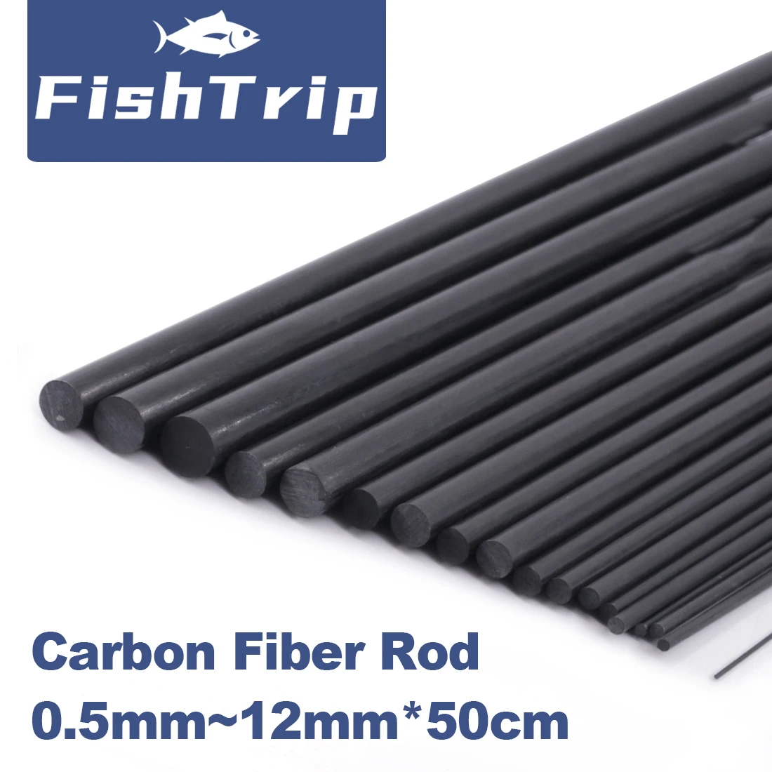 FishTrip pręt z włókna węglowego 0.5mm ~ 12mm * 50cm wędki pełne do modeli RC, majsterkowania, naprawy wędek, aerospace Spars i belki