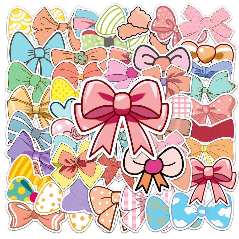 

10/30/50pcs Kawaii Girl Bow Cartoon Aesthetic Stickers Cute Cartoon Decals DIY Luggage Laptop Phone Sticker Decoration Supplies