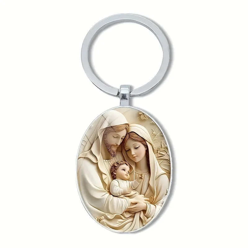 1 шт., брелок из сплава в стиле ретро Девы Марии-кулон с драгоценными камнями в религиозном времени, подходит для ключей от машины и подвески на рюкзак, подарок