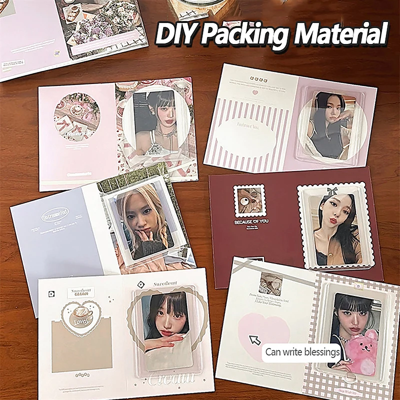 Kpop Foldable Photo Card Holder, Kpop Decor Paper Board, DIY Material de embalagem, Mensagem Cartão, 3 ", 10Pcs
