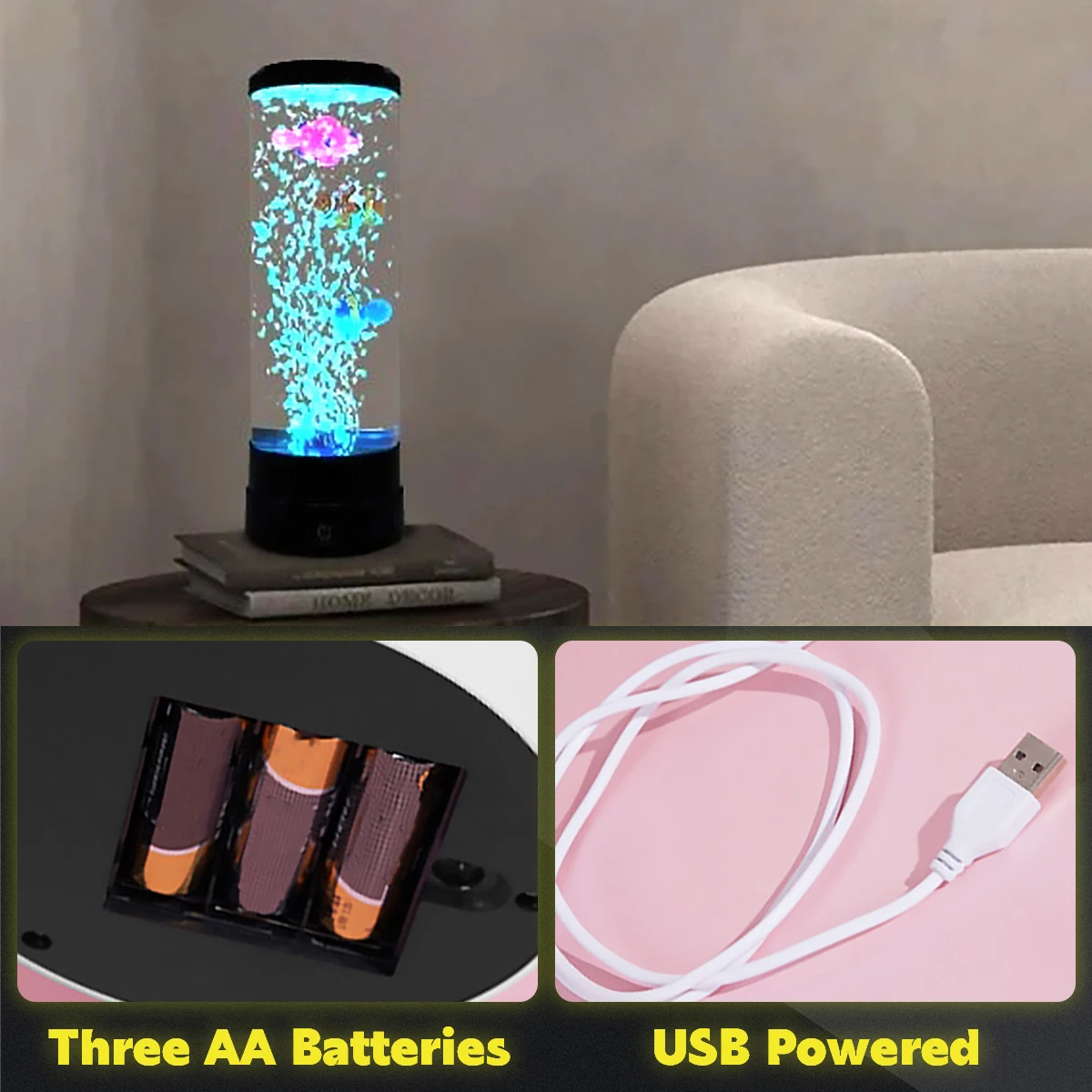 LED Fish Lamp Kit Multi-Color Changing Aquarium Tank Night Light Decorative Simulated Fish Bubble Home OfficeLiving Room