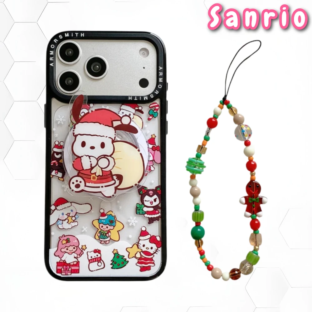 

Чехол для телефона Sanrio Kawaii с рождественским мультяшным рисунком для iPhone 17 Pro Max 11 12 13 14 15 Plus 16, защитный чехол с держателем Magsafe
