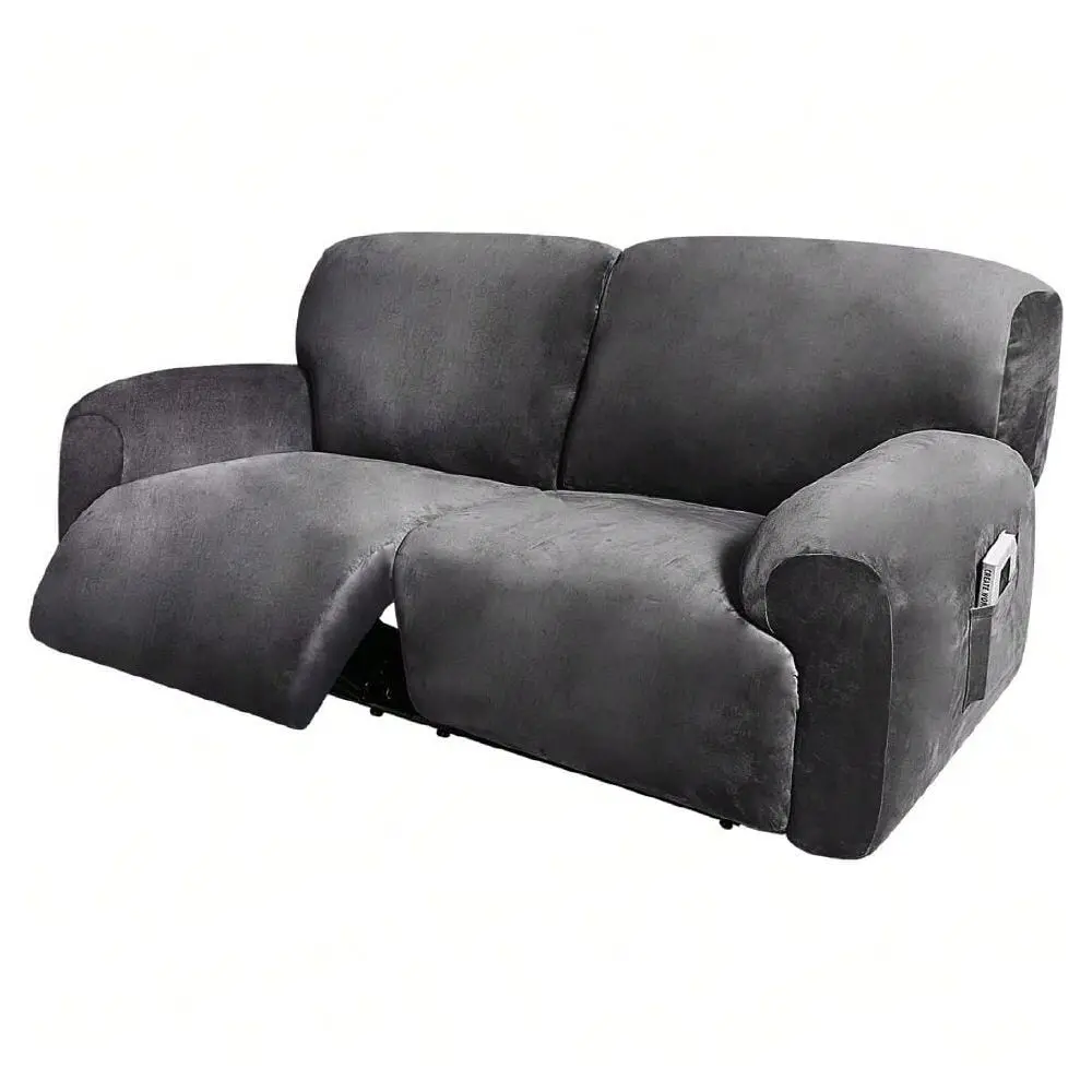

Wide 75100 2 Seater Reclining Sofa Slipcover, Velvet Stretch 6Piece, Soft Washable Dark Grey,23107394