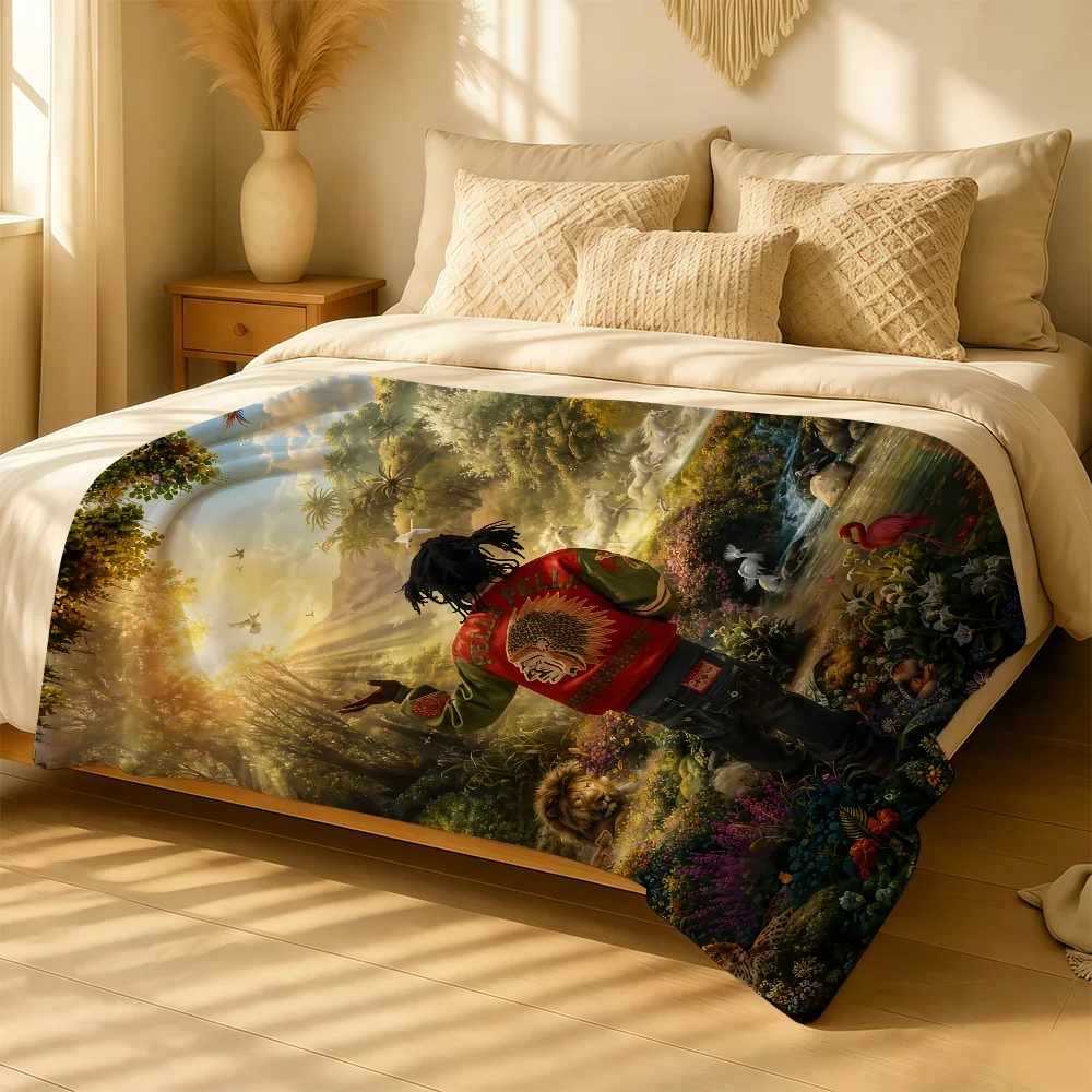 Singer Chief Keef Blanket For Soft Warm Knee For Bedroom Living Room Bed Sofa Camping Picnic Office Gift Throw
