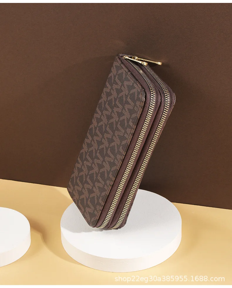 Damen-Geldbörse Lang mit Großer Kapazität, Münzfach und Doppelreißverschluss, Multifunktionale Clutch-Tasche für Mobiltelefone und Münzen – Detail 14