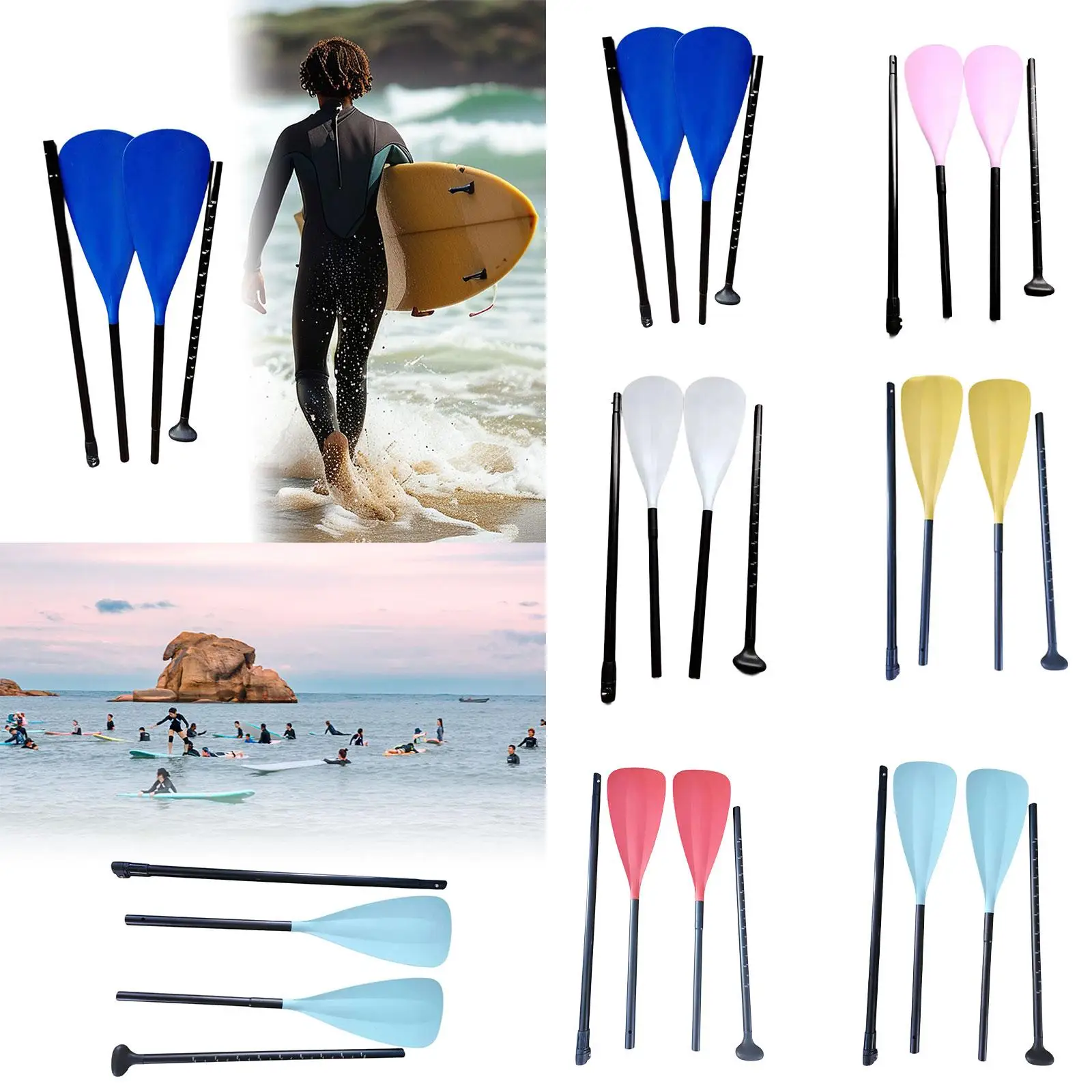 Kayak Paddle 4 Sections Boat Oar Paddle Board Paddle for Kayaking Surfboard Water Sports Rubber Boat Boating Accessories