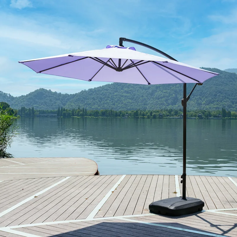 Outdoor Sunshade Umbrella, 3-meter Diameter, Foldable Retractable Sun Umbrella with Water Tank, Single Top Banana Umbrella