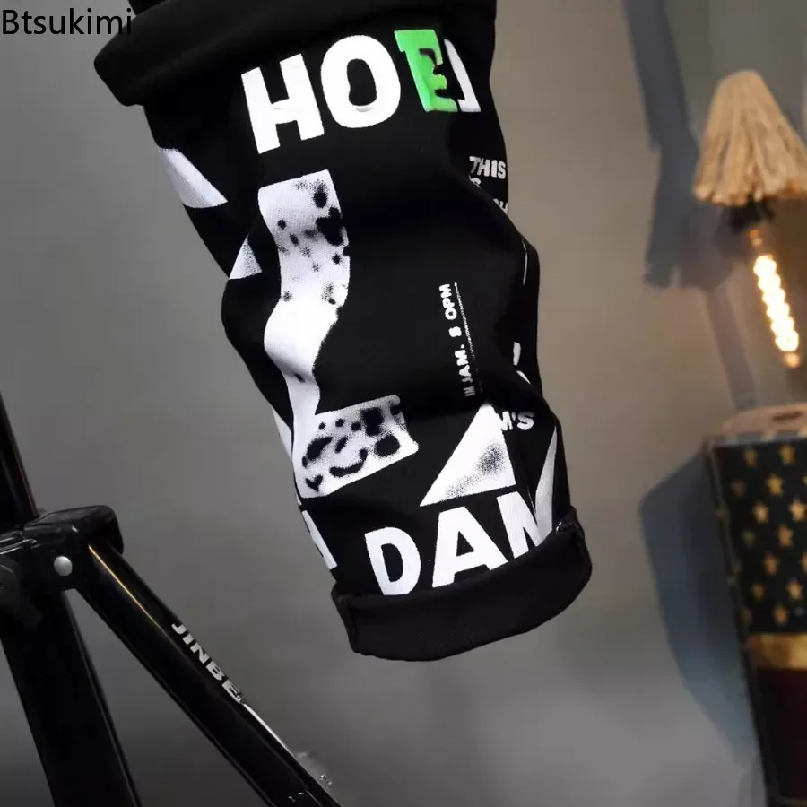 2025 New Men's Letter Printed Jeans Trend Street Style Casual Hip Hop Trousers Men Elastic Slim Denim Pants Fashion Pencil Pants