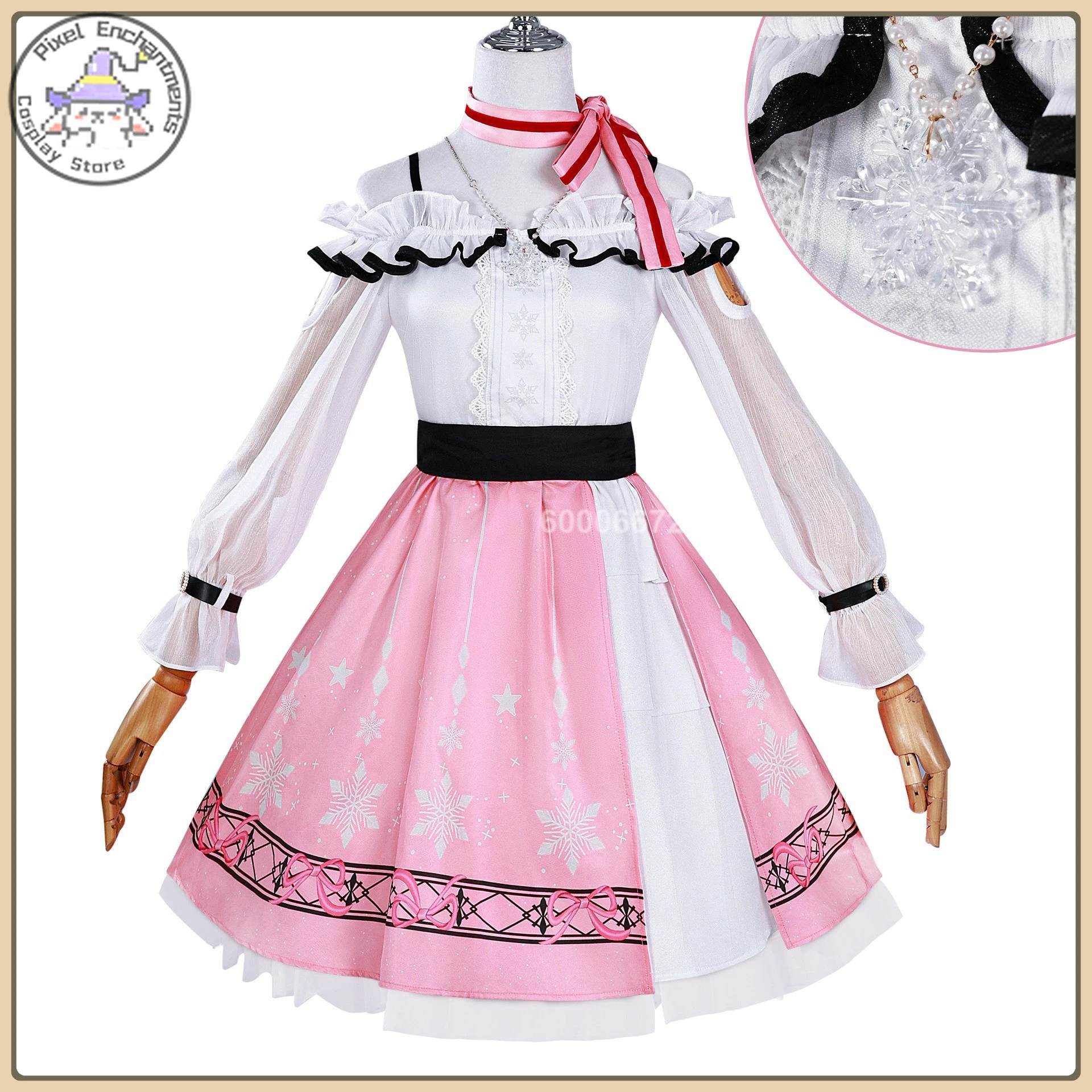 

Hot Game Infinite Nikki Cosplay Costume (Snowflake Pattern Style) Pink Dress Full Set High Quality Anime Clothes (Female)