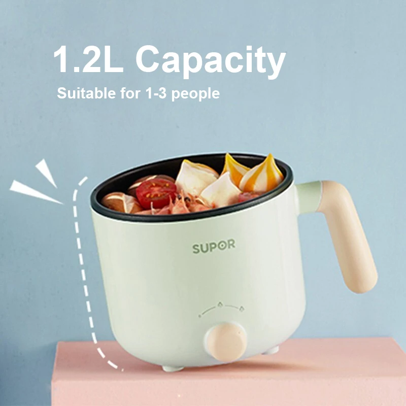 SUPOR 1.2L Electric Cooking Pot Multifunctional Non-Stick Electric Hot Pot Portable Multipurpose Dormitory Small Electric Pot