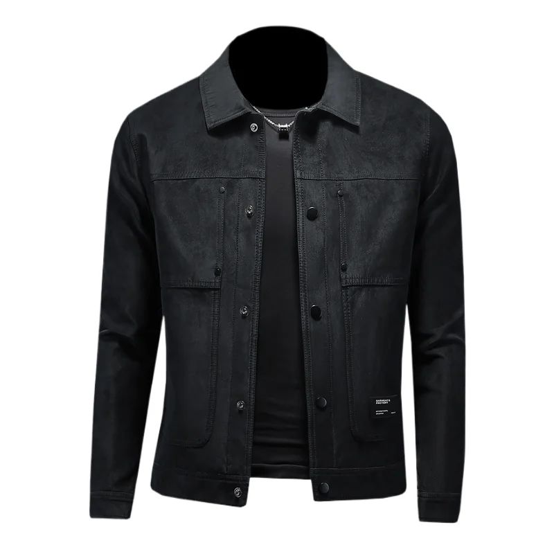 

New Men's Lapel Leather Jacket, Motorcycle Leather Jacket, Men's High-quality Slim Fit Leather Jacket