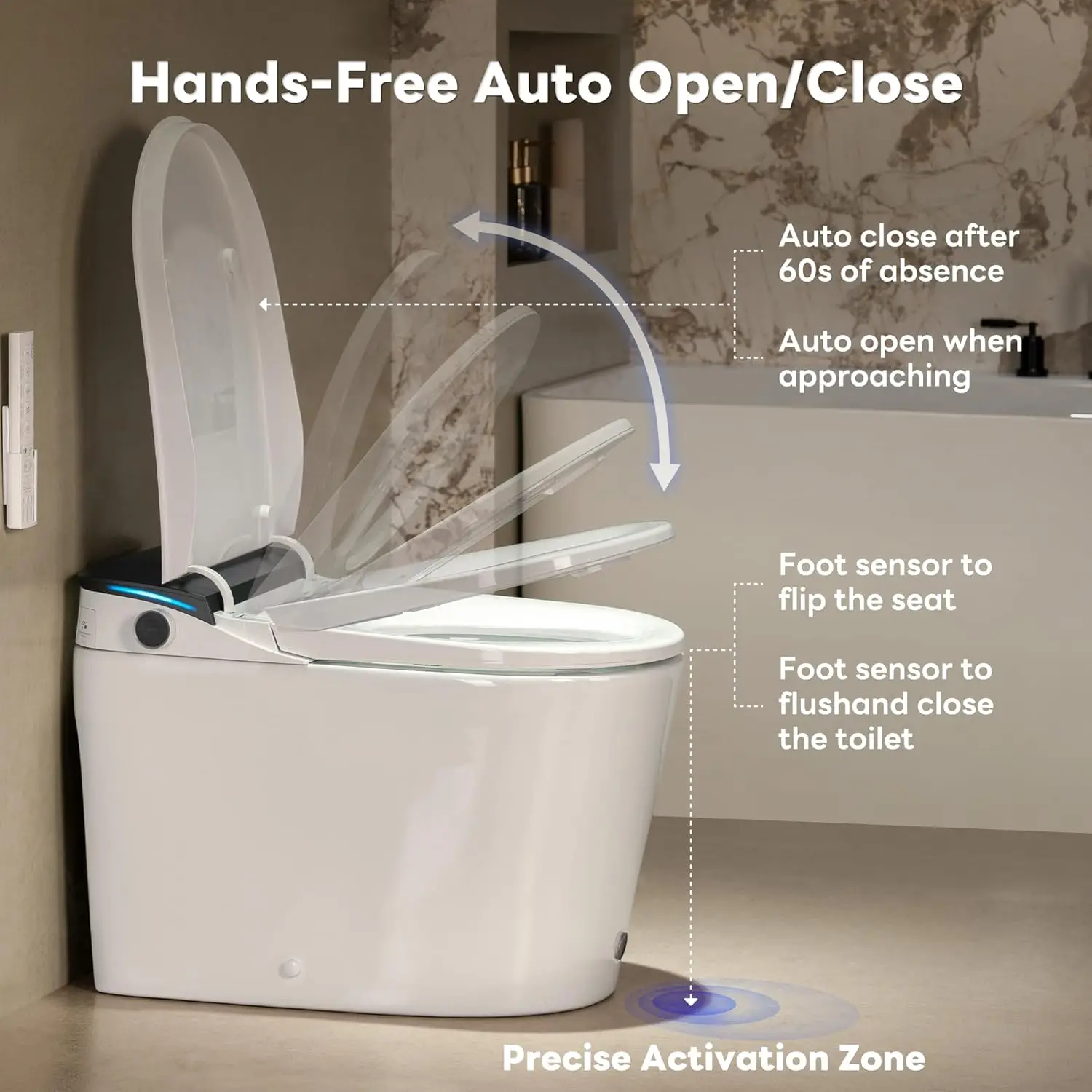Smart Toilet 1000g MaP Flushing Full-Area Seat Sensor Auto Temperature Control Heated Seat Auto Open/Close Foot Sensor Built-in view 6