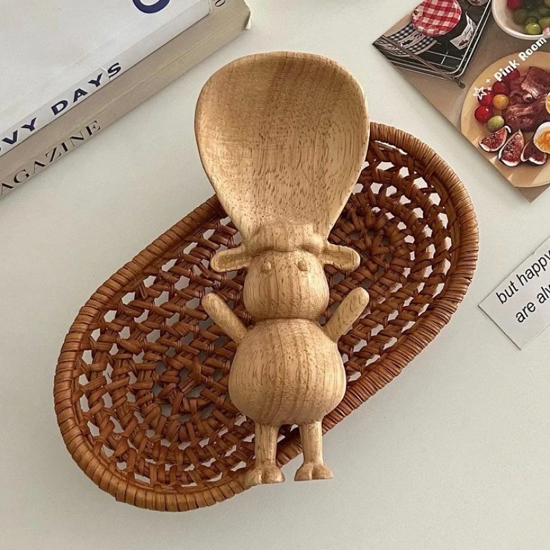 Spring Stamp Album |Cute Lamb Sean Beech Rice Spoon Whole Carved Wooden Rice Spoon