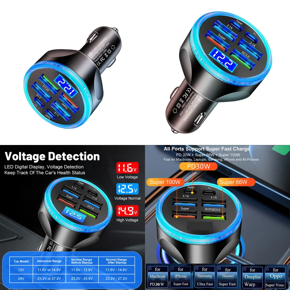 Dropshipping Products Full PD 30W USB C Car Charger with Volt Meter Fast Adapter with Voltage Display for iPhone Samsung Phone