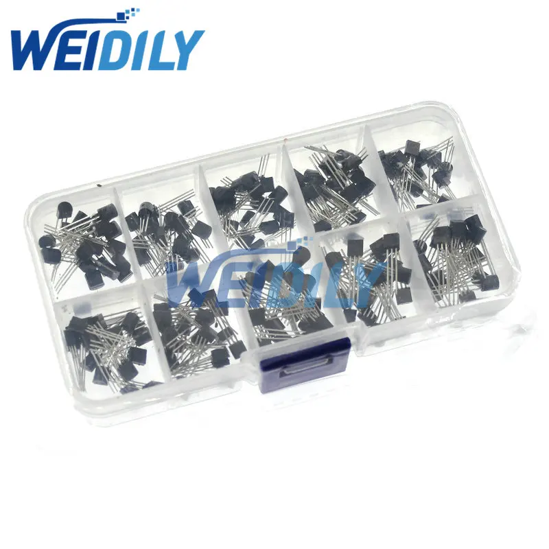 200PCS Transistor BC327 BC337 2N2222 2N2907 2N3904 2N3906 S8050 S8550 A1015 C1815 10 Values Triode Transistors kit TO-92 New