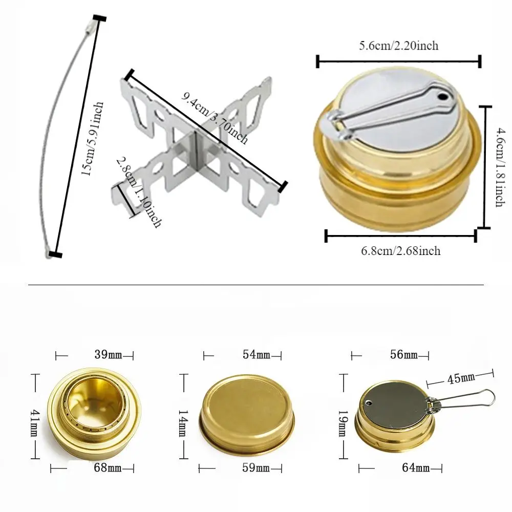 موقد كحول محمول خارجي مع حامل تجهيزات المطابخ المقاومة للرياح من الفولاذ المقاوم للصدأ للتخييم ومقابض قابلة للطي فرن الطبخ الآمن #6