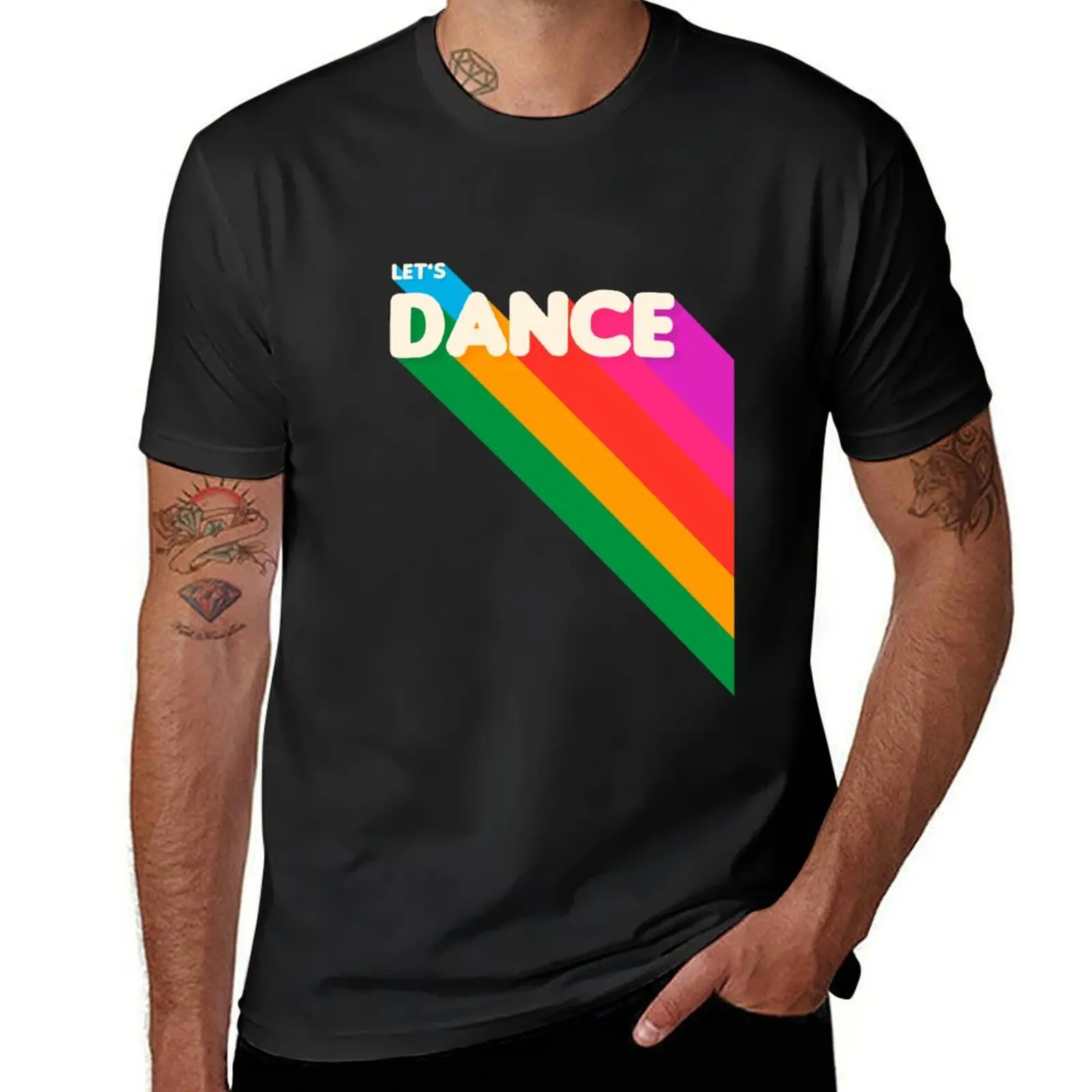 

Rainbow dance typography T-Shirt valentines boutique clothes shirts graphic tees anime Funny t-shirts Men's clothing