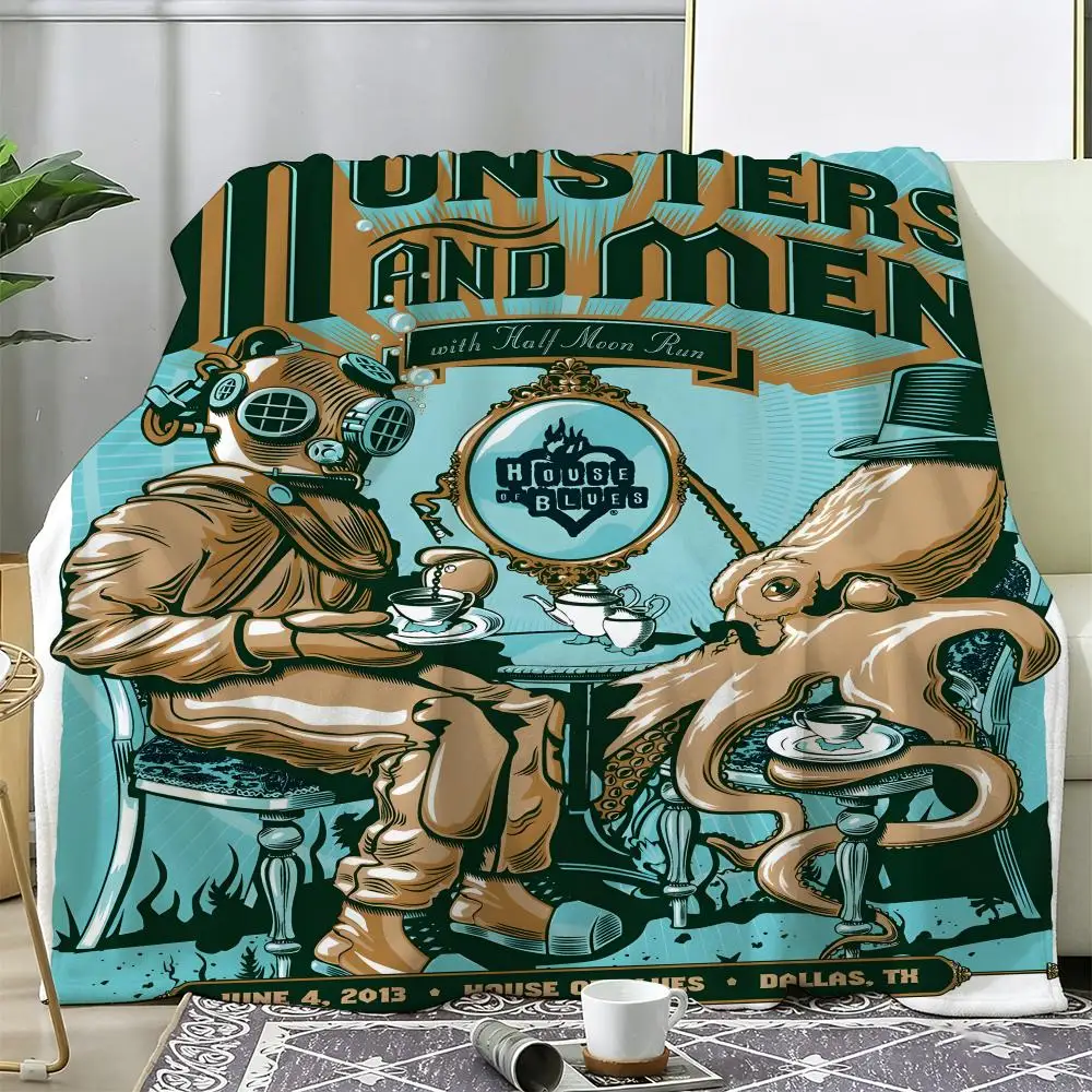 Manta de franela suave y cálida de la marca Band O-Of Monsters And Men, manta de felpa acogedora para sofá, cama y todas las estaciones