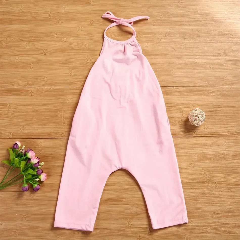 New Fashion Kids Baby Girls Strap Cotton Romper Toddler Sling Jumpsuit Harem Trousers Lace Up Sport Casual Loose Summer Clothes