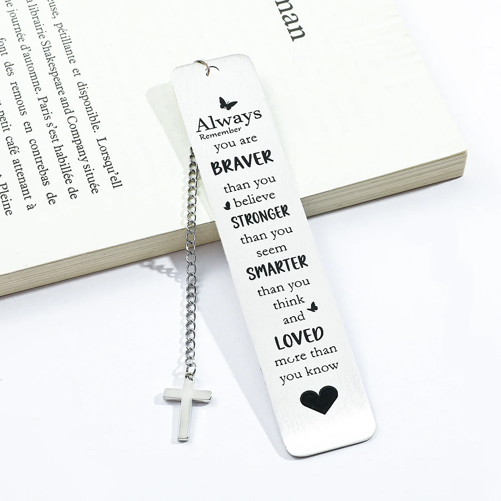 Stainless Steel Bookmark with Cross Pendant, Inspirational Bookmarks Gifts for Women, Religious Gifts Suitable for Christianity
