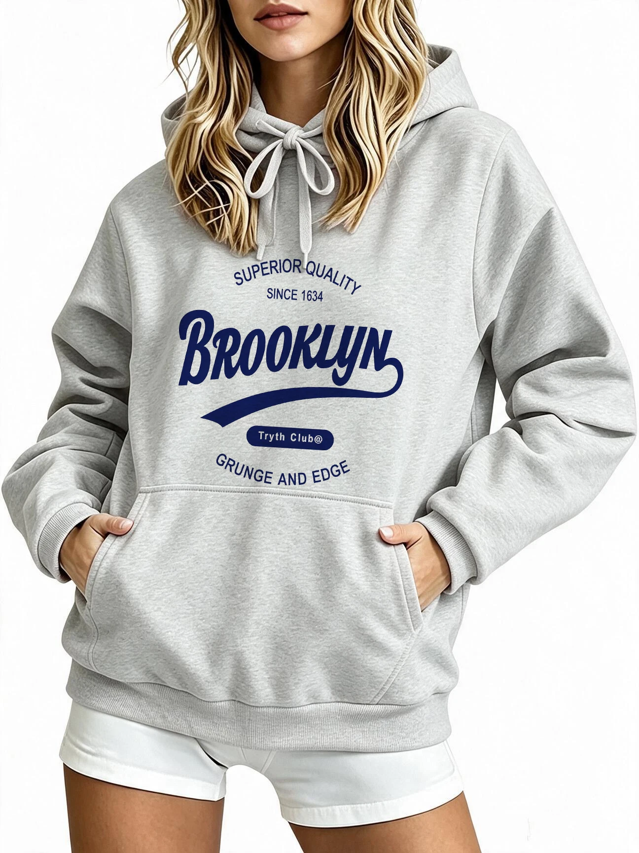 American Vintage Women's Casual Pullovers Hooded Sweatshirt Trendy Creative Brooklyn Text Letter Print Hoodies Unisex Clothes