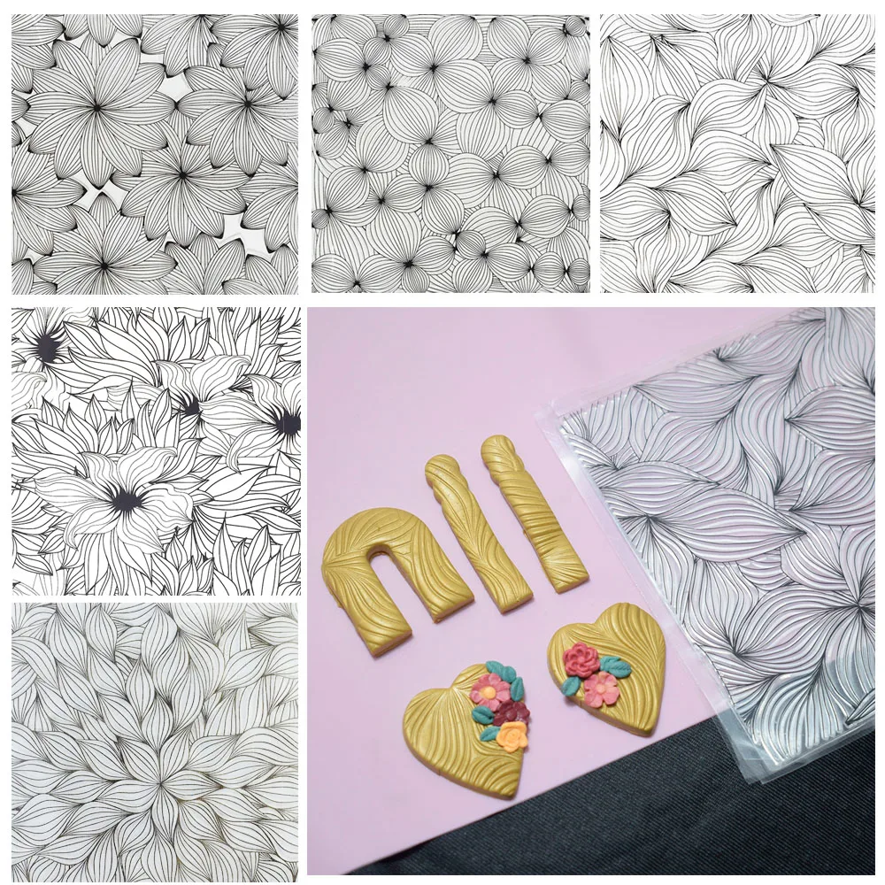 More Polymer Clay Texture Stamp Sheet Clear Emboss Mat DIY Clay Jewelry Making Mandala Paisley Scale Flower Animal Impression