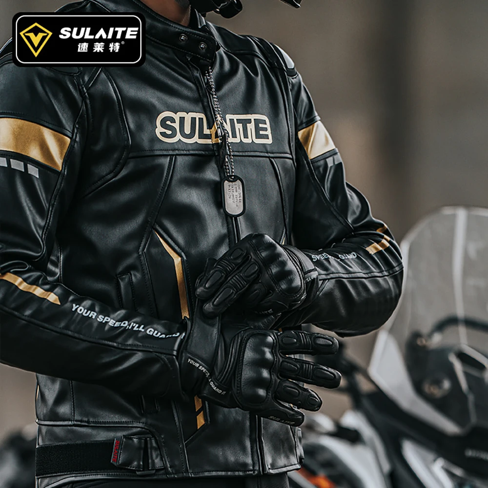 Jaket sepeda motor musim dingin tahan angin hangat Motocross pakaian berkendara PU lapisan katun dapat dilepas tahan dingin