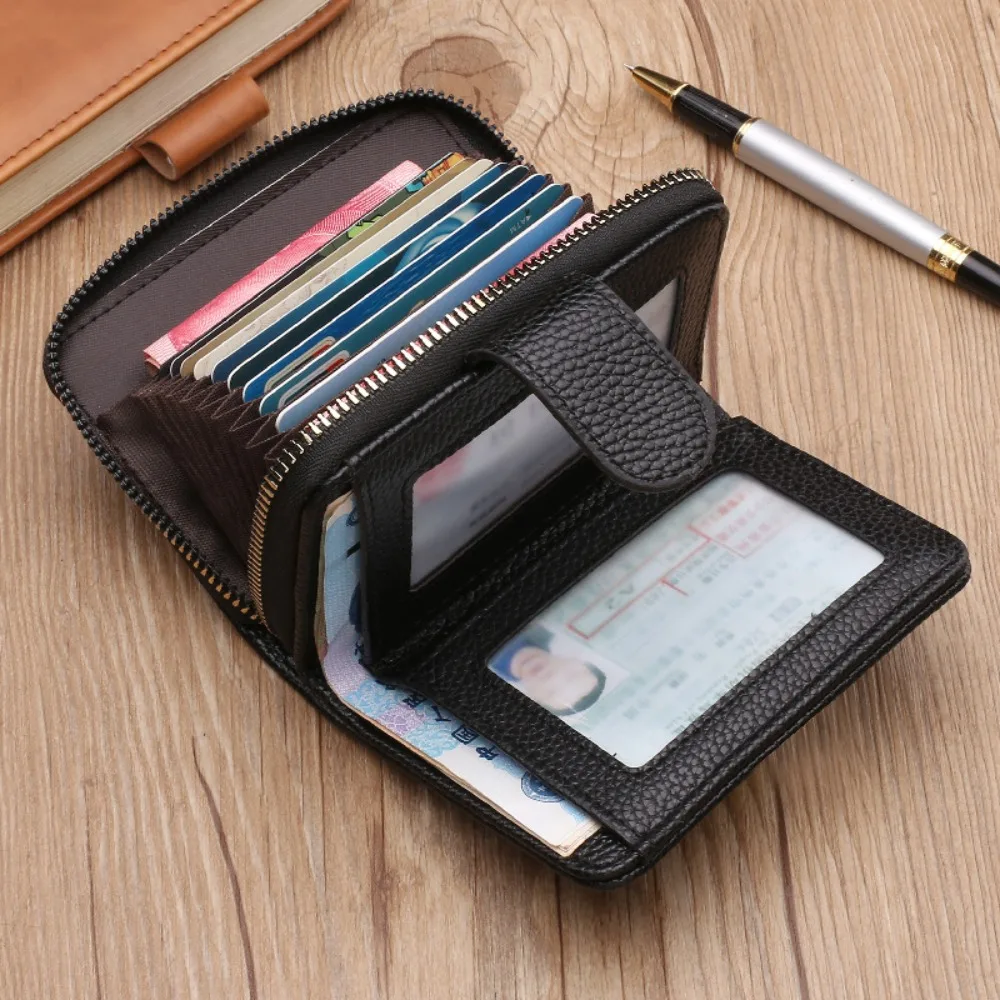 PU Leather Short Wallets New Multiple Card Positions Zipper Document Package Large Capacity Coin Purse Women/Men