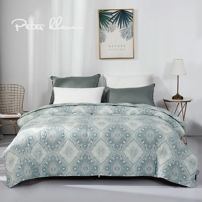 

Peter Khanun 100% Goose Down Comforter All Season Duvet Insert Winter Thick Down Blanket with Flower Printed King Size