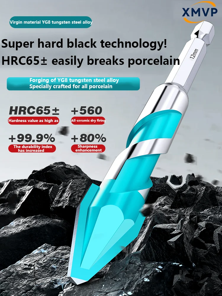 

Eccentric drill bit tilted head, special for drilling holes in super-hard concrete tiles, glass triangular cement wall hand elec