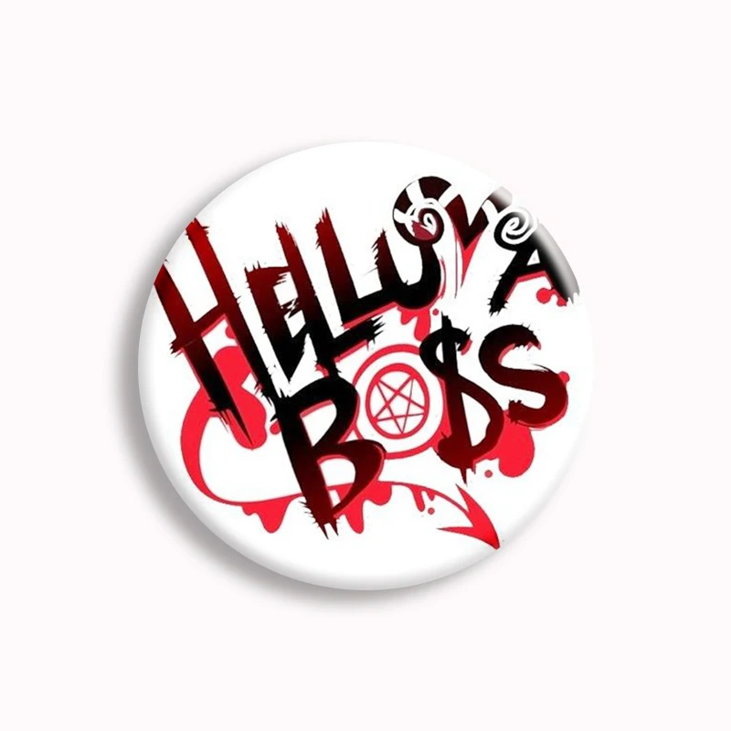 Pin de botón creativo de Anime Helluva Boss, insignia de broche de Millie, Loona fizzaroli, Kawaii, accesorios para bolsos, collares para fanáticos, 31 estilos, 58mm