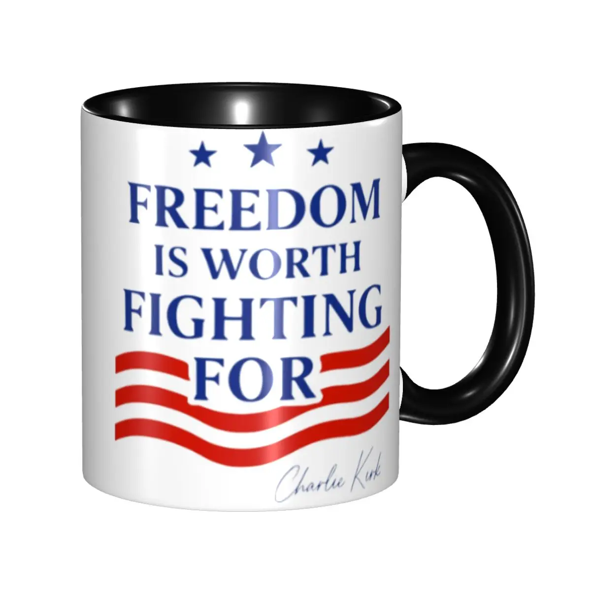 La libertad vale la pena luchando por Charlie Kirk, accesorios, tazas de café, regalos divertidos para mujeres y hombres