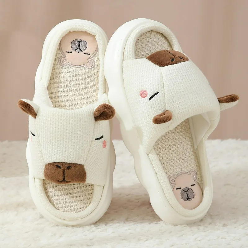 Cotton Linen Platform Slippers Women Home Cartoon Cute Designer Shoes Girls Fashion Trend Spring Summer Elegant Indoor Footwear