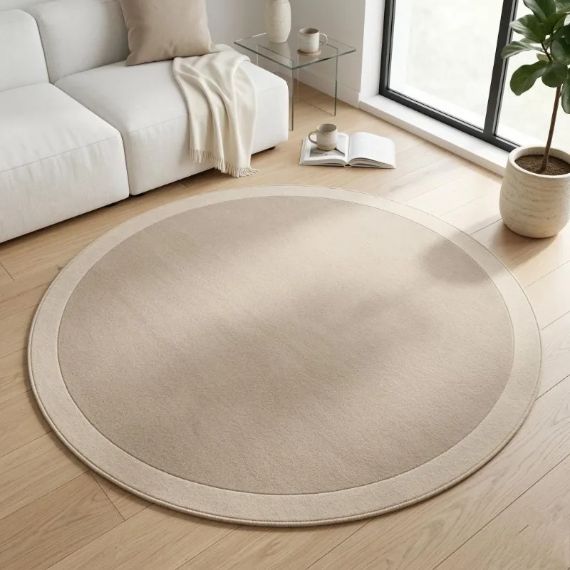 Greek Key Border Round Carpet Premium Decorative Fabric Classic Vintage Circular Floor Mat for Living Room Dining Room Decor