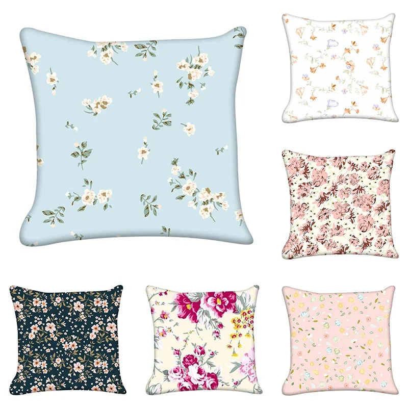 

45X45CM Modern Watercolor Floral Print Pillowcase Living Room Sofa Office Seat Car Cushion Cover Home Decor Wholesale