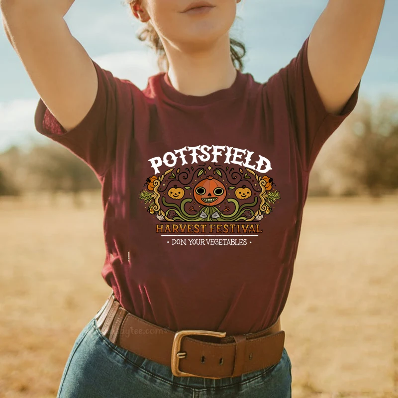 Pottsfield Harvest Festival T-shirt Over The Garden Wall Tshirt Pumpkin Halloween Tees Don Your Vegetables Vintage Graphic Tee