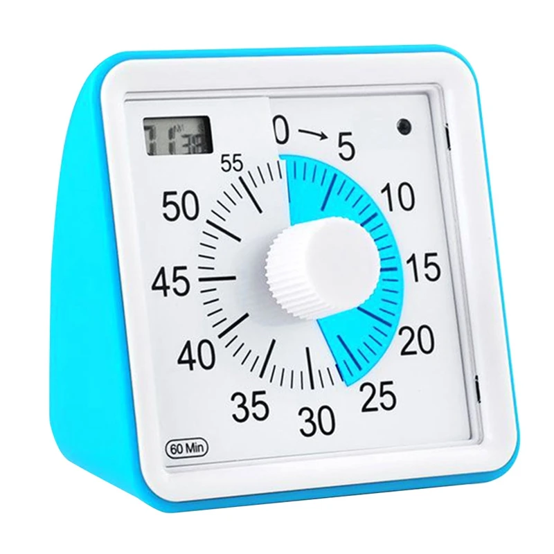 

Countdown Timer With Protective Case, Silent 60 Minute For Kids Adults With Low Power Reminder Blue