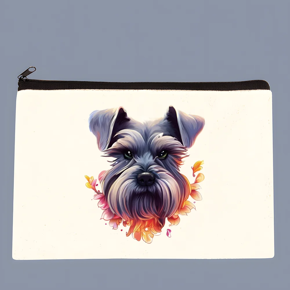 schnauzer  New Women\'s Bag Pure White Handmade Cloth Bag Coin Purse Whiteboard Handbag