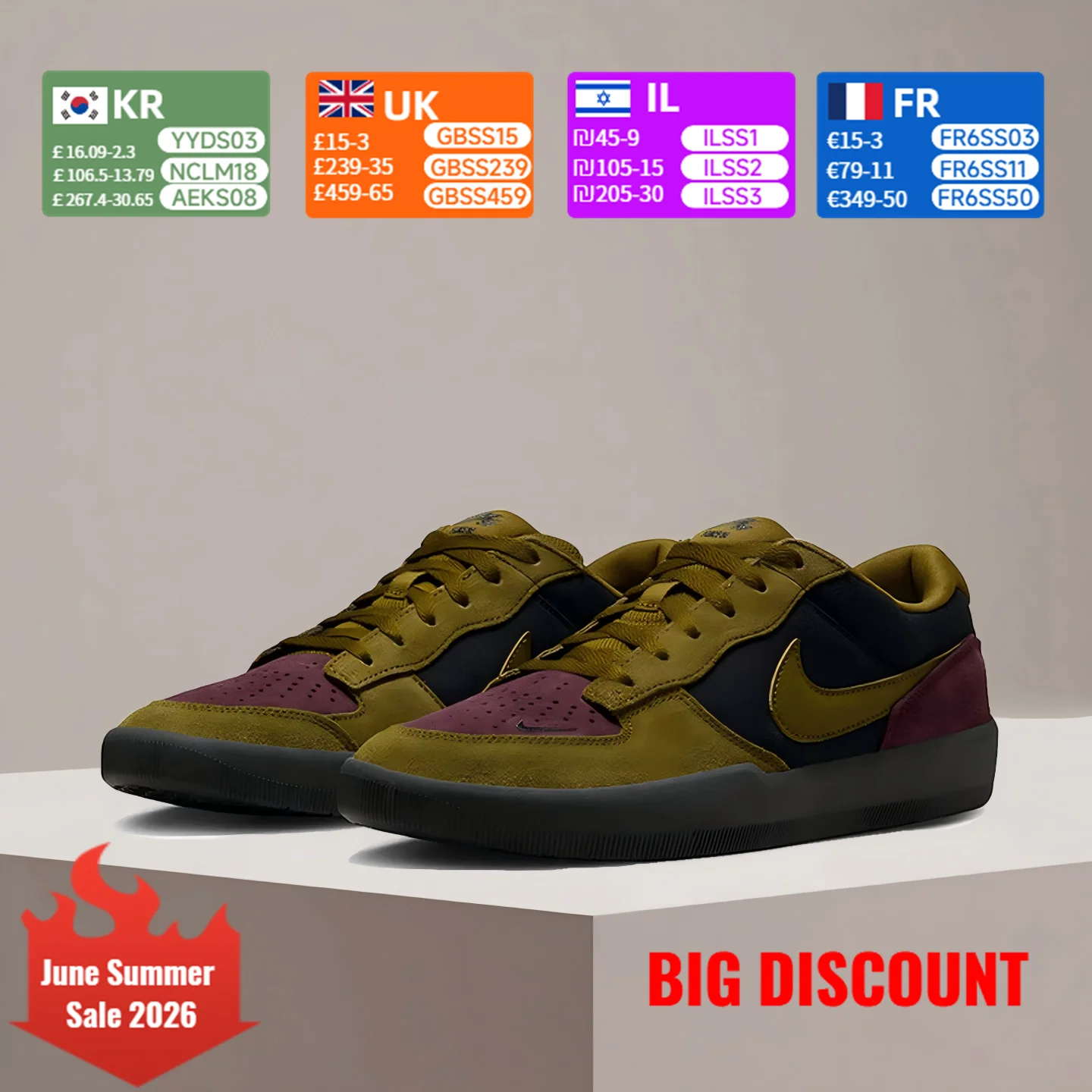 Zapatillas de skate Nike SB Force 58 unisex de caña baja: cómodas, versátiles, duraderas y transpirables DV5477-008