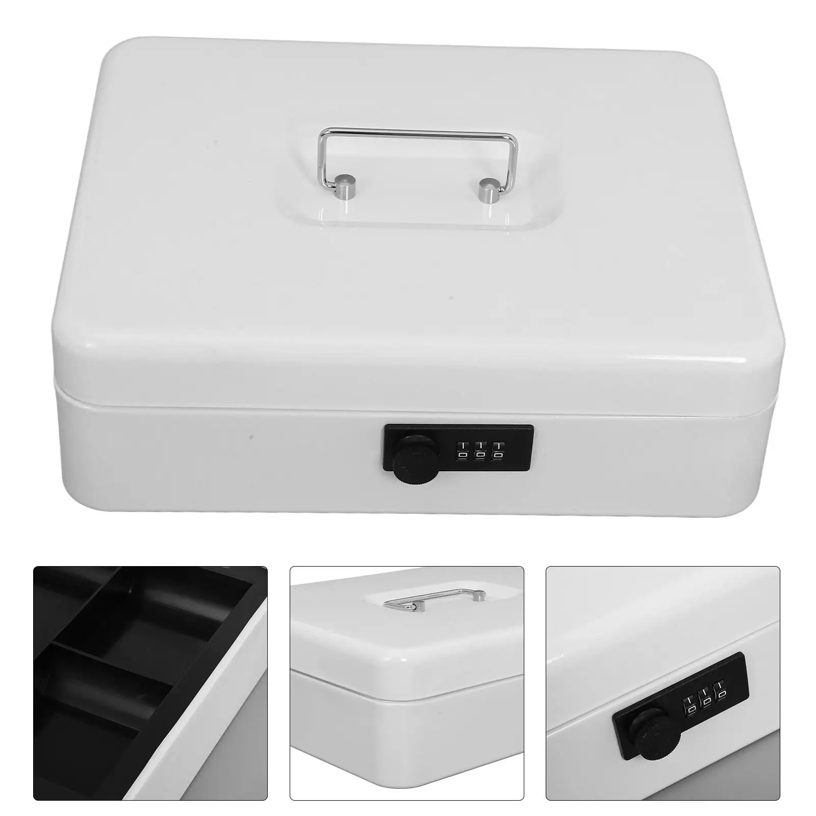 Metal Cash Box Password Protected Large Capacity Money Saving Bank for Adults Unbreakable Coin Organizer Secure Storage